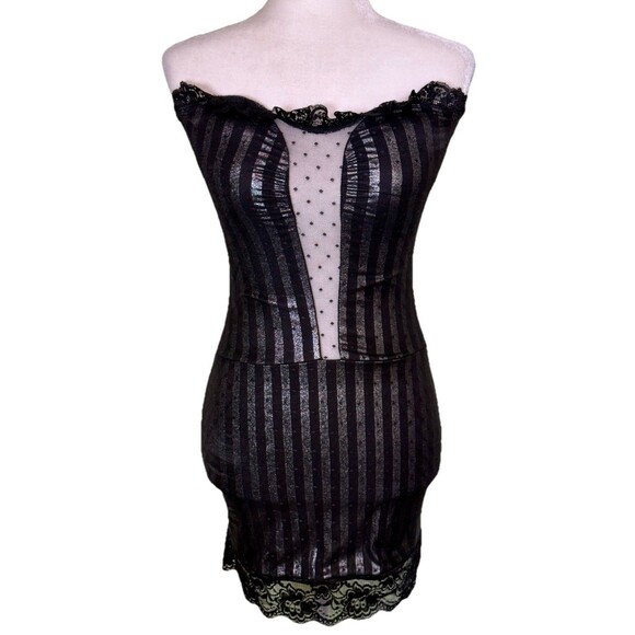 Cristina Sexy Strapless Bodycon Mini Dress Gothic Burlesque Clubwear Night Out S - Picture 1 of 8